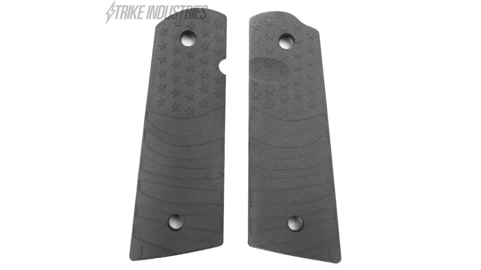 Strike Industries Polymer Extreme Slim 1911 Pistol Grip, Molded Flag Pattern, Matte Black PX11