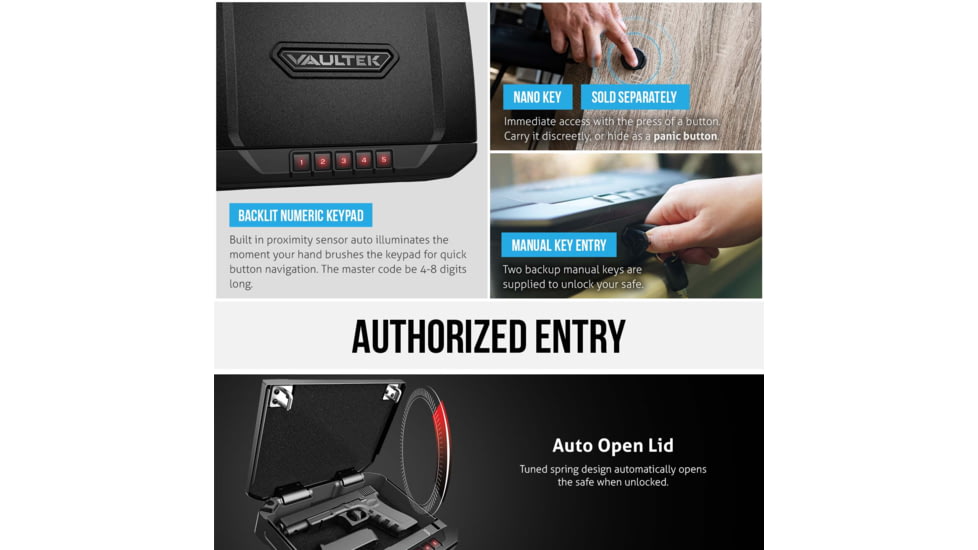 Vaultek Safe Compact Bluetooth 2.0 Smart Safe, 20 Series, Black, VS20-BK