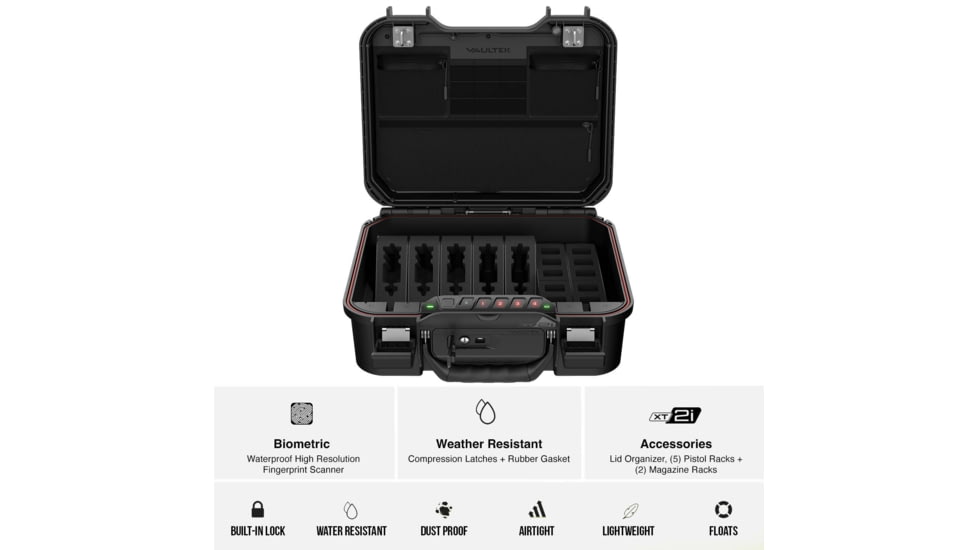 Vaultek Safe LifePod XT Enthusiast Storage w/5 Pistol Racks, 2 Magazine Racks and Interior Lid Organizer, Black, VLP-XT2i-BK