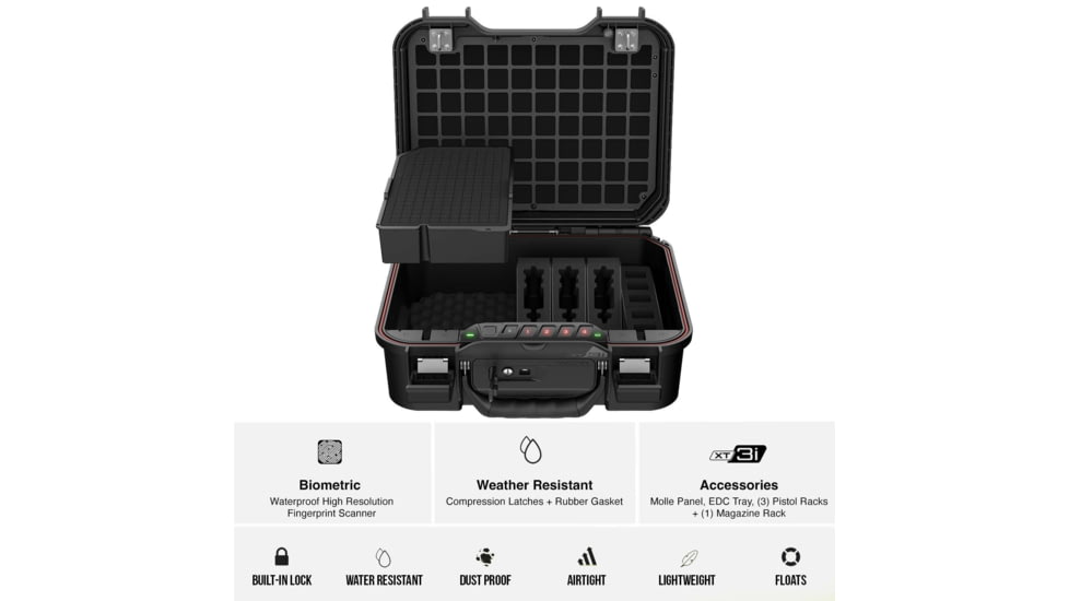 Vaultek Safe LifePod XT Tactical w/Removable EDC Tray Storage, 3 Pistol Racks, 1 Magazine Rack and Molly Board Panel, Black, VLP-XT3i-BK