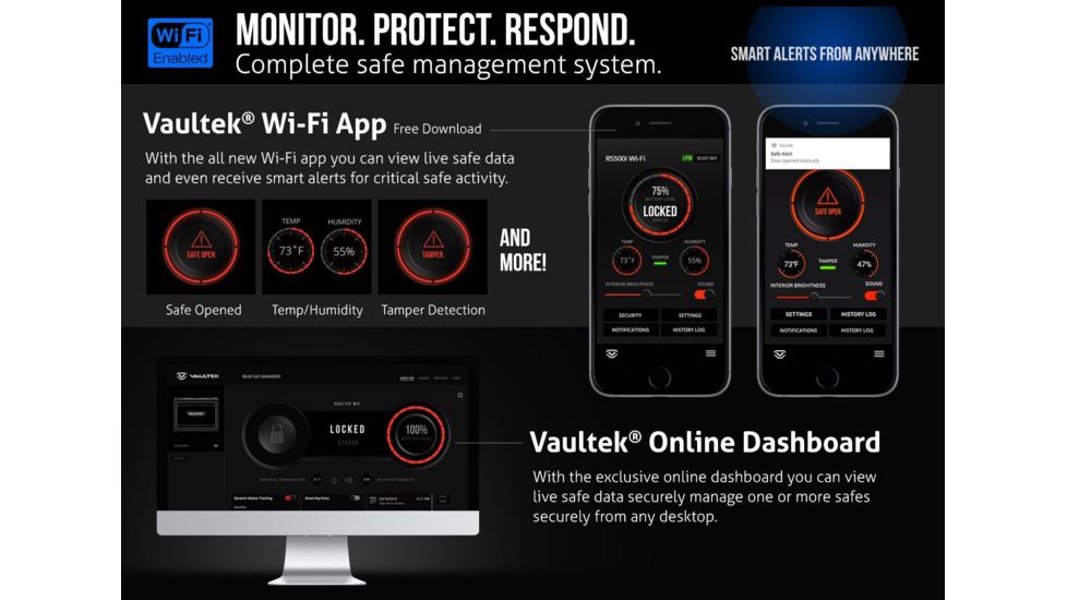 Vaultek Safe RS500i Biometric Smart Rifle Safe, Black, RS500i-BK