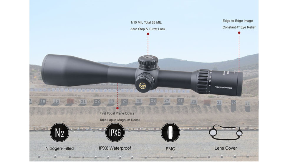 Vector Optics Continental 5-30x56mm Rifle Scope, 34mm, FFP, VCT-34FFP, Nitrogen Purged, Black, SCFF-30
