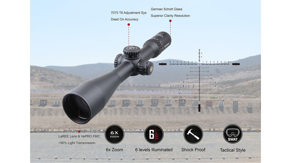 Vector Optics Continental 5-30x56mm Rifle Scope, 34mm, FFP, VCT-34FFP, Nitrogen Purged, Black, SCFF-30