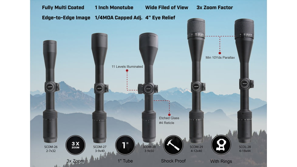 Vector Optics Matiz 3-9x40mm Rifle Scope, 25.4 mm, SFP, Duplex, Nitrogen Purged, Black, SCOM-27