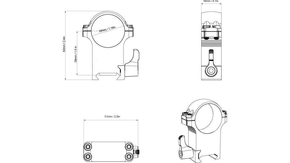 Vector Optics 30mm Steel High QD Weaver Rings