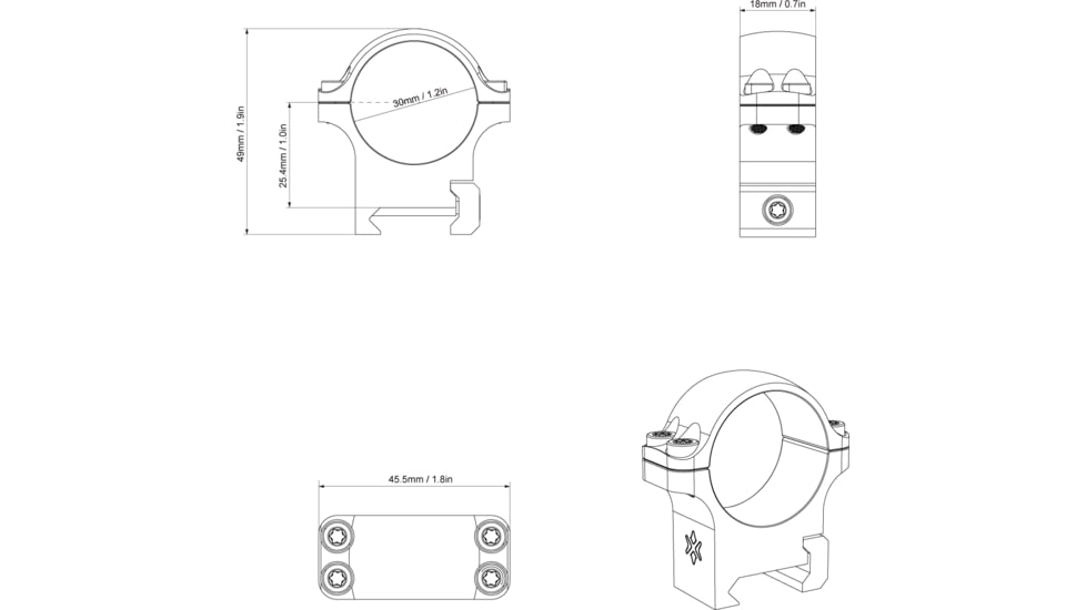 Vector Optics 30mm Steel Low Weaver Rings