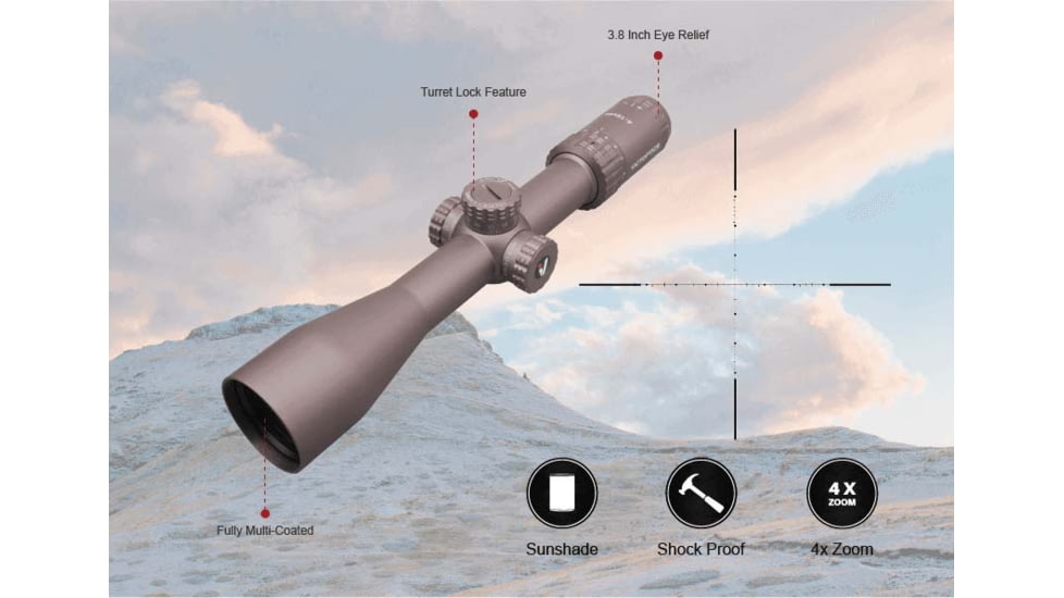 Vector Optics Victoptics S4 Rifle Scope, 4-16x44mm, 30mm Tube, FFP, MDL Wire Reticle, Coyote FDE, Black, OPSL26