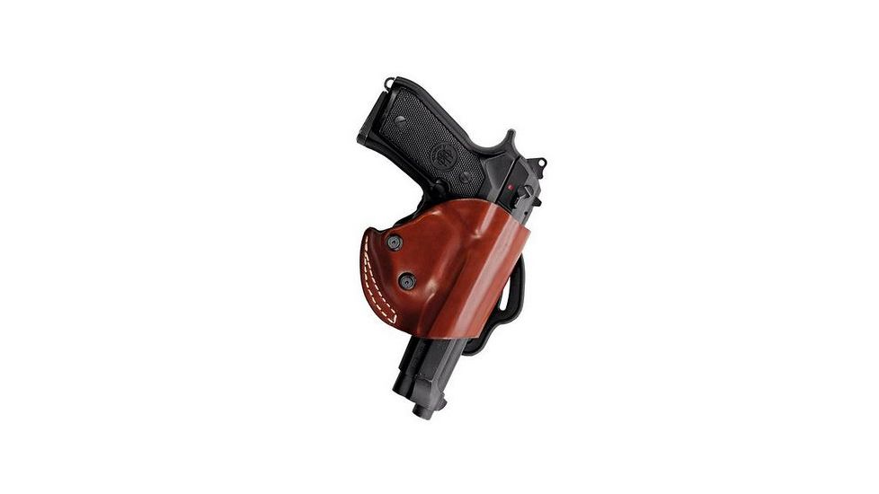 Vega Holsters Belt Leather Uncovered Full Barrel Holster, Brown/Black Leather, Beretta 92/98 NS100