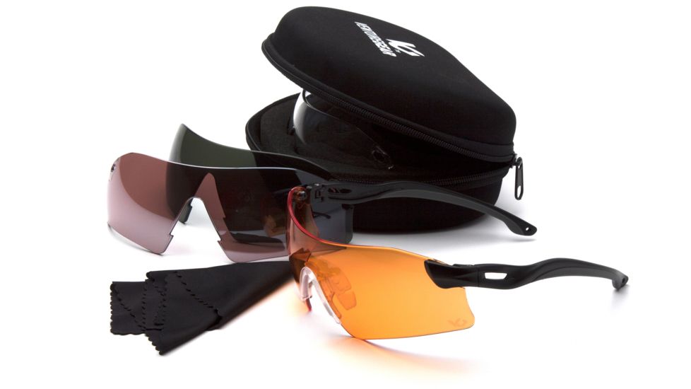 Venture Gear Dropzone Shooting Glasses, Interchangeable Lenses with Black Temples VGSB88KIT