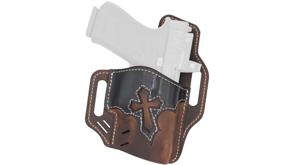 Versacarry Guardian Holster - Arc Angel Design - Owb - Brown Base / Vintage Black Patch, Size 1, Brown, UGA1BRN-B