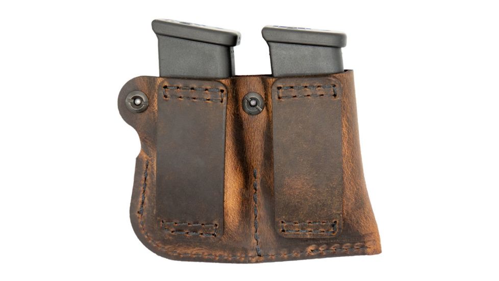 Versacarry Leather Double Magazine Pouch, Single Stack, Distressed Brown, 72221
