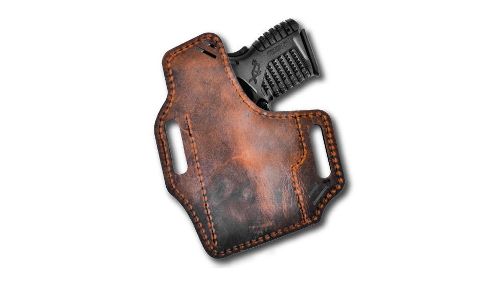 VersaCarry Underground Premium, Guardian OWB Holster, Black Vault, Water Buffalo Leather, Black/Distressed Brown, Subcompact UGB3BRN, EDEMO1
