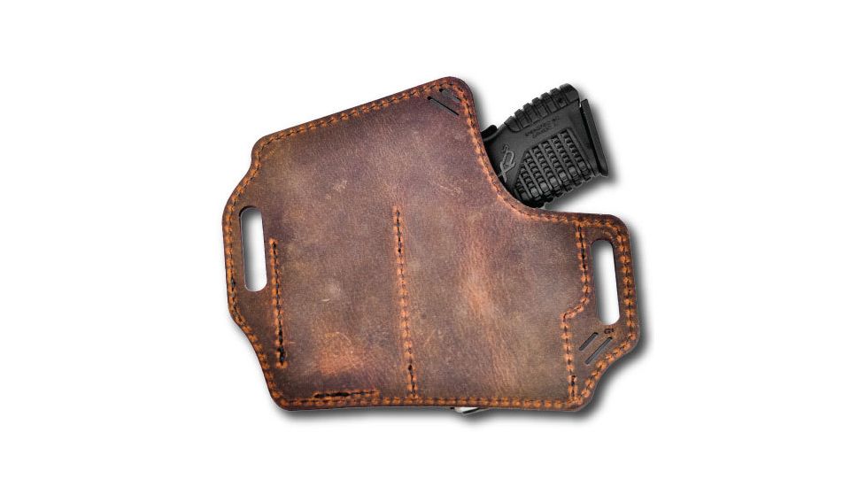 VersaCarry Underground Premium, Guardian OWB Holster w/Mag Pouch, Black Vault, Water Buffalo Leather, Black/Distressed Brown, Full Size UGMB1BRN