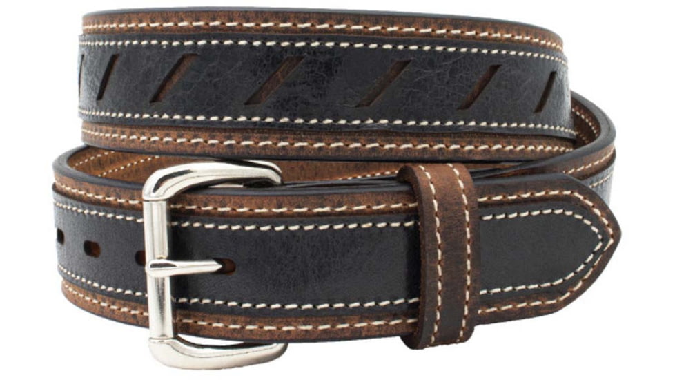 Versacarry Underground Triple-Ply Extra Heavy Duty Leather Belt, Brown Base / Vintage Black Patch, 46in, 503/46-B