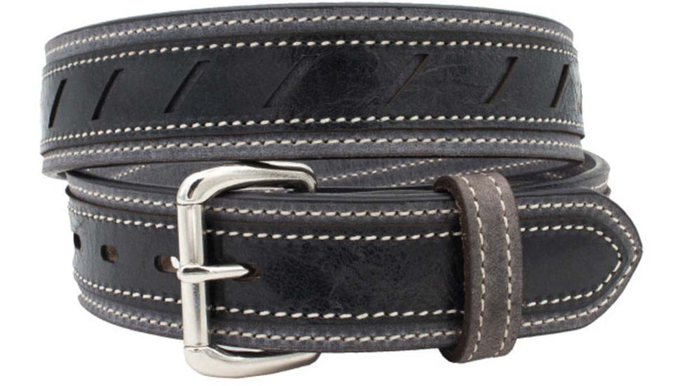 Versacarry Underground Triple-Ply Extra Heavy Duty Leather Belt, Grey Base / Vintage Black Patch, 44in, 403/44-B