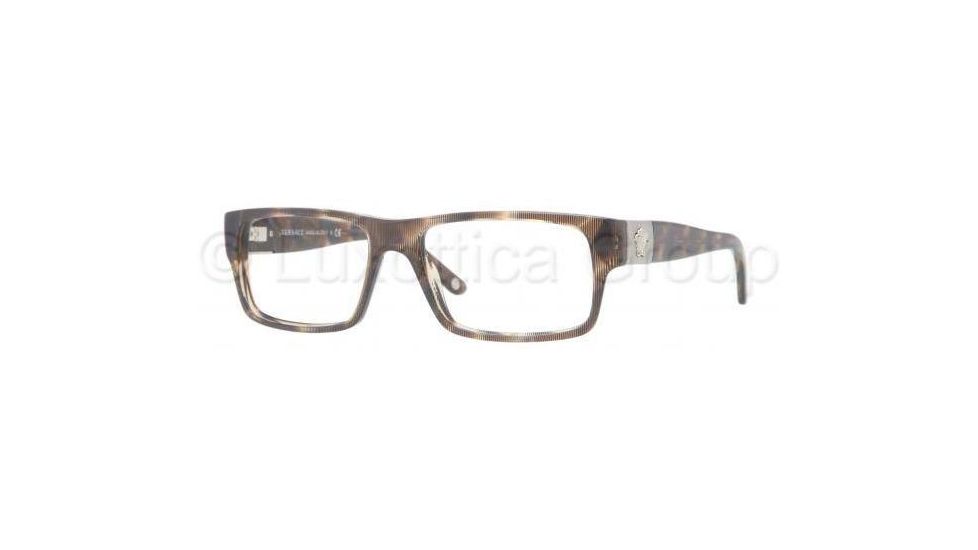 Versace VE 3136 Eyeglasses w/ Ruled Gray/Brown Frame and Non-Rx 51 mm Diameter Lenses, 875-5116