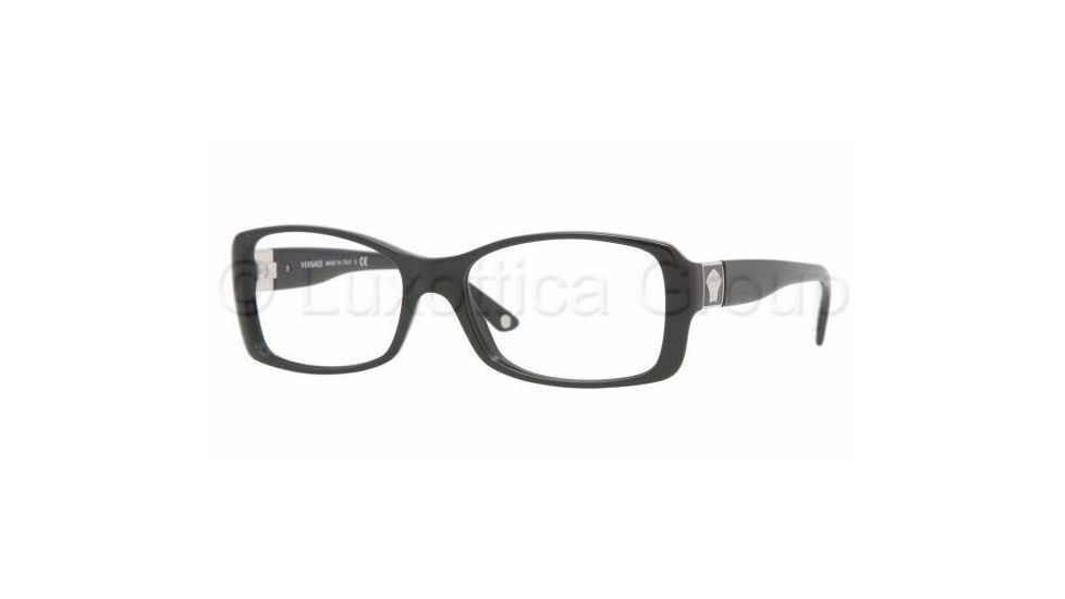 Versace VE 3137 Eyeglasses Styles -  Shiny Black Frame w/Non-Rx 52 mm Diameter Lenses, GB1-5216