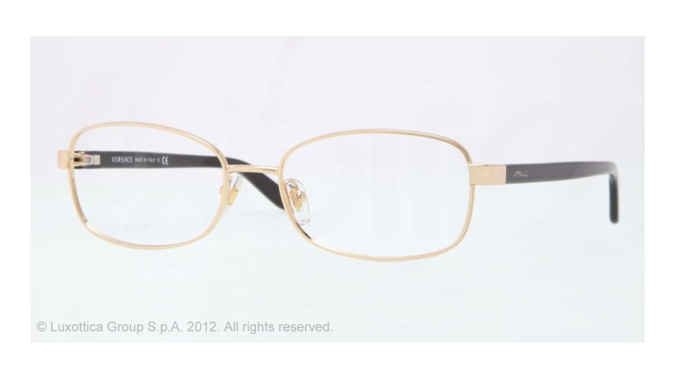 Versace VE1213 Single Vision Prescription Eyeglasses 1002-53 - Gold Frame, Demo Lens Lenses