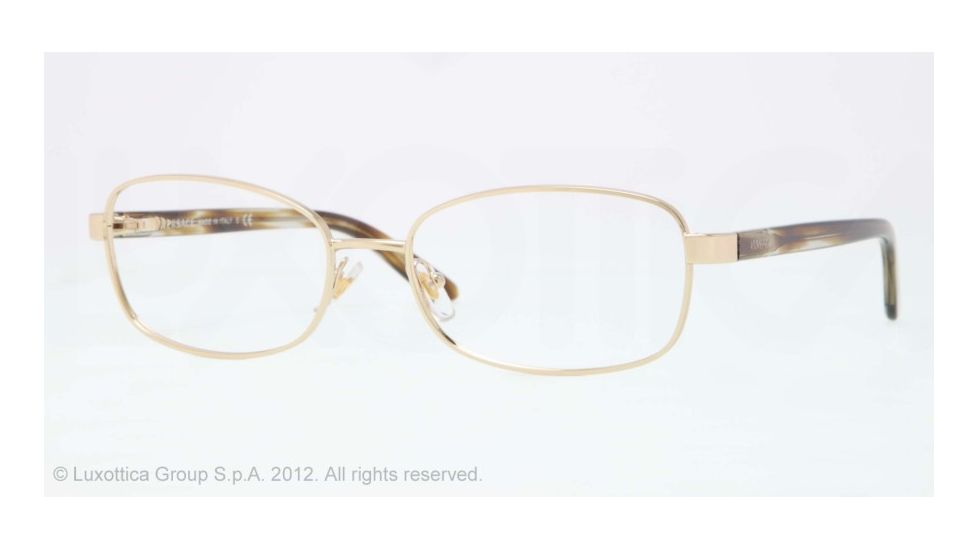 Versace VE1213 Single Vision Prescription Eyeglasses 1252-53 - Pale Gold Frame, Demo Lens Lenses