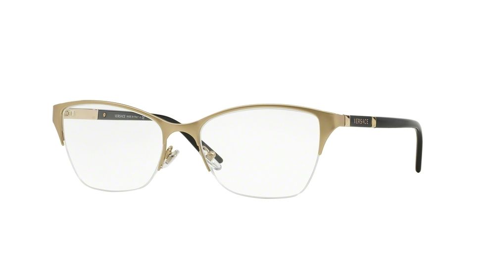 Versace VE1218 Single Vision Prescription Eyeglasses 1357-53 - Sand Pale Gold Frame