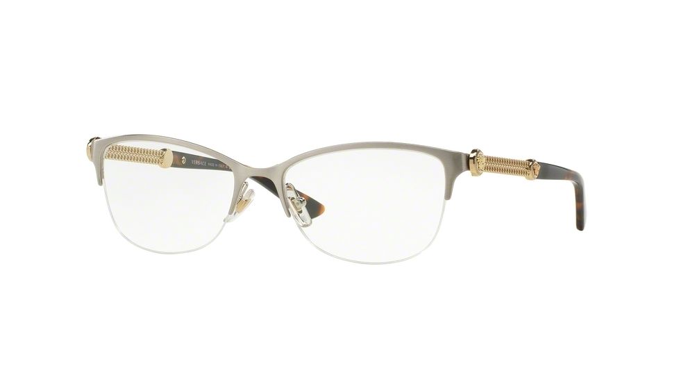 Versace VE1228 Single Vision Prescription Eyeglasses 1266-53 - Brushed Silver Frame