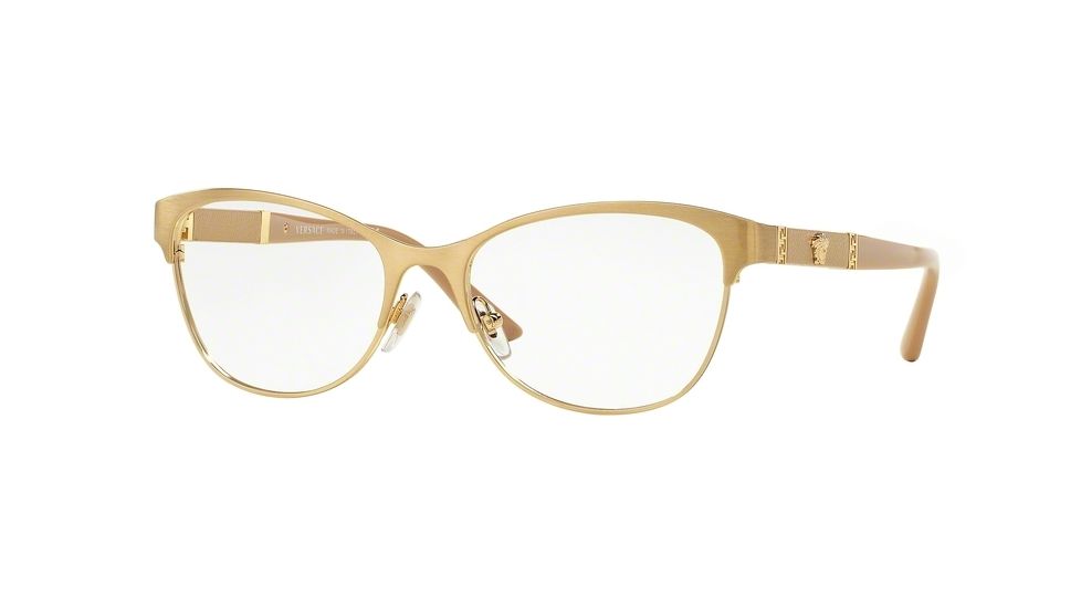Versace VE1233Q Single Vision Prescription Eyeglasses 1352-53 - Brushed Gold Frame