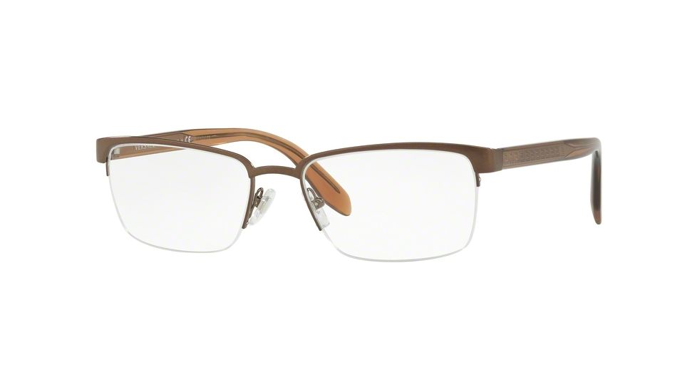 Versace VE1241 Progressive Prescription Eyeglasses, 54mm, Brushed Brown, VE1241-1269-54-PRO