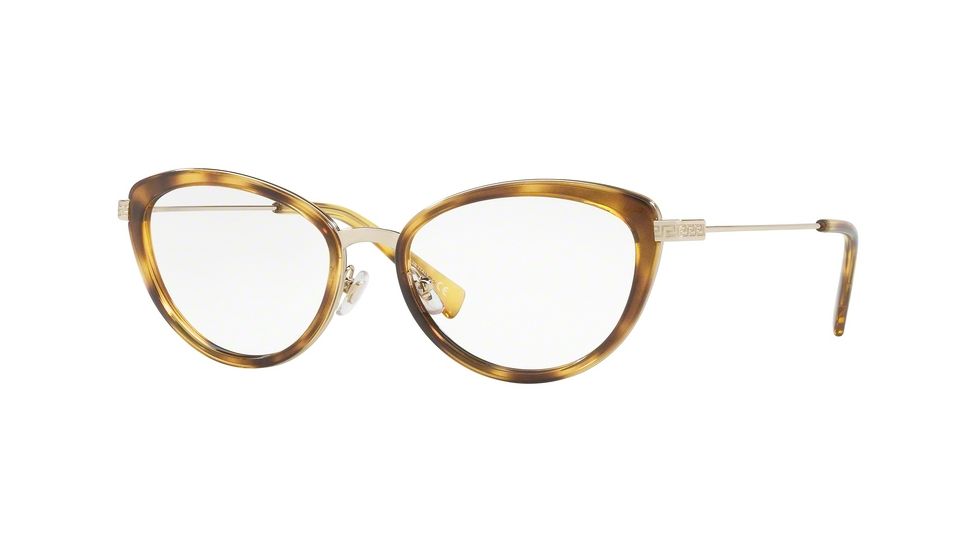Versace VE1244 Progressive Prescription Eyeglasses 1400-53 - Pale Gold / Havana Frame