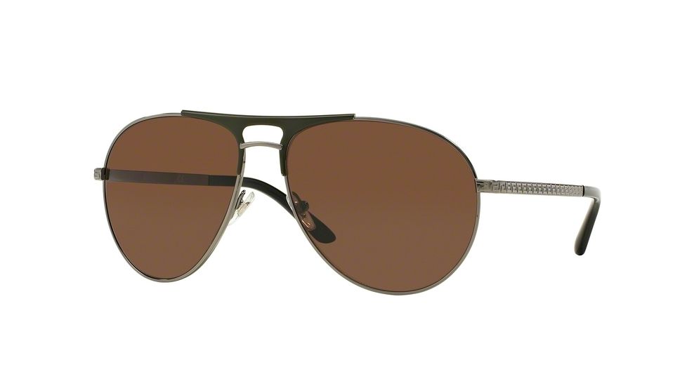 Versace VE2164 Sunglasses 100173-60 - Gunmetal/matte Green Frame, Brown Lenses
