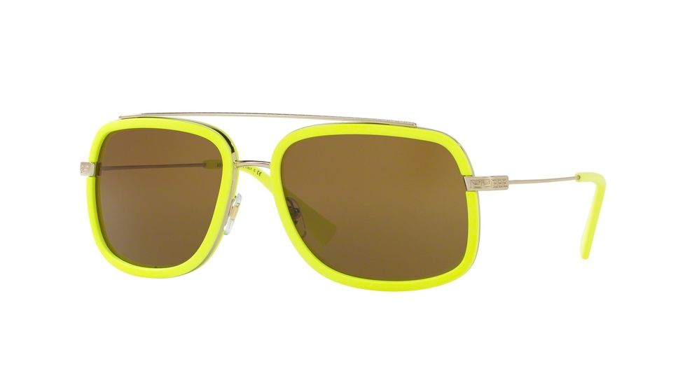 Versace VE2173 Sunglasses 139473-60 - Pale Gold/fluo Yellow Frame, Brown Lenses