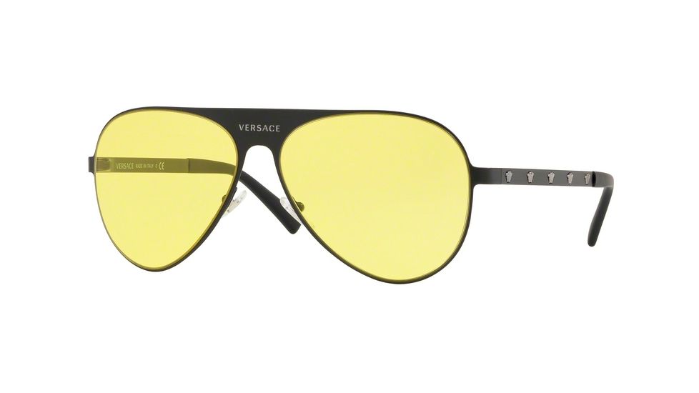 Versace VE2189 Sunglasses 126185-59 - Matte Black Frame, Yellow Lenses