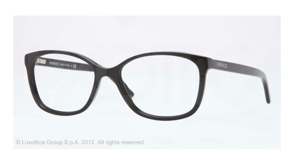 Versace VE3147M Single Vision Prescription Eyeglasses GB1-53 - Black Frame, Demo Lens Lenses