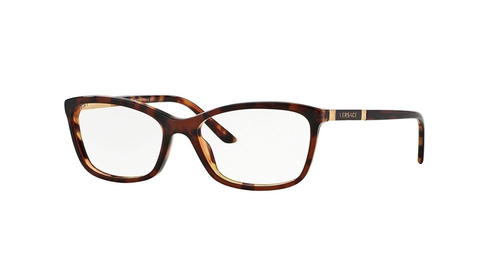 Versace VE3186 Single Vision Prescription Eyeglasses 5077-54 - Amber Havana/havana Frame