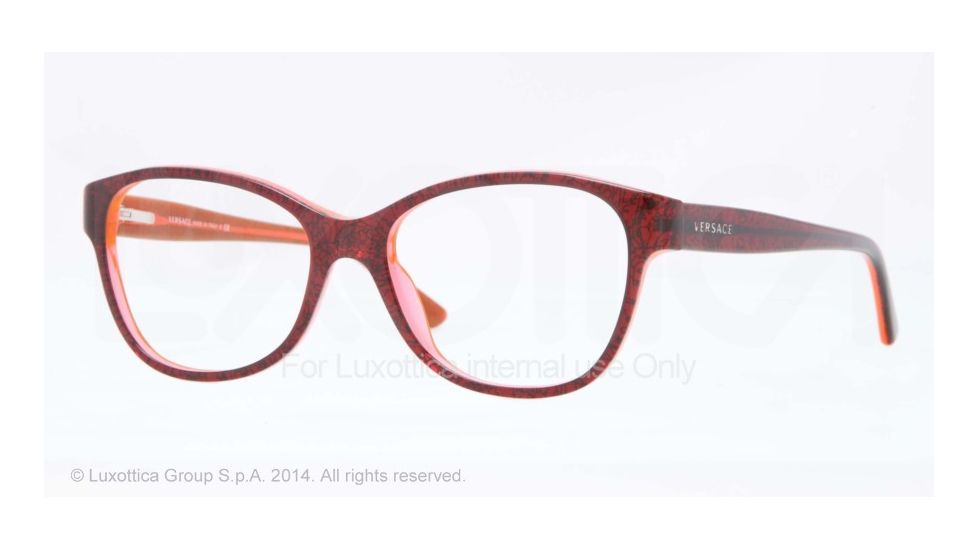 Versace VE3188 Bifocal Prescription Eyeglasses 5089-52 - Baroque Bord Tr/orange Tr Frame