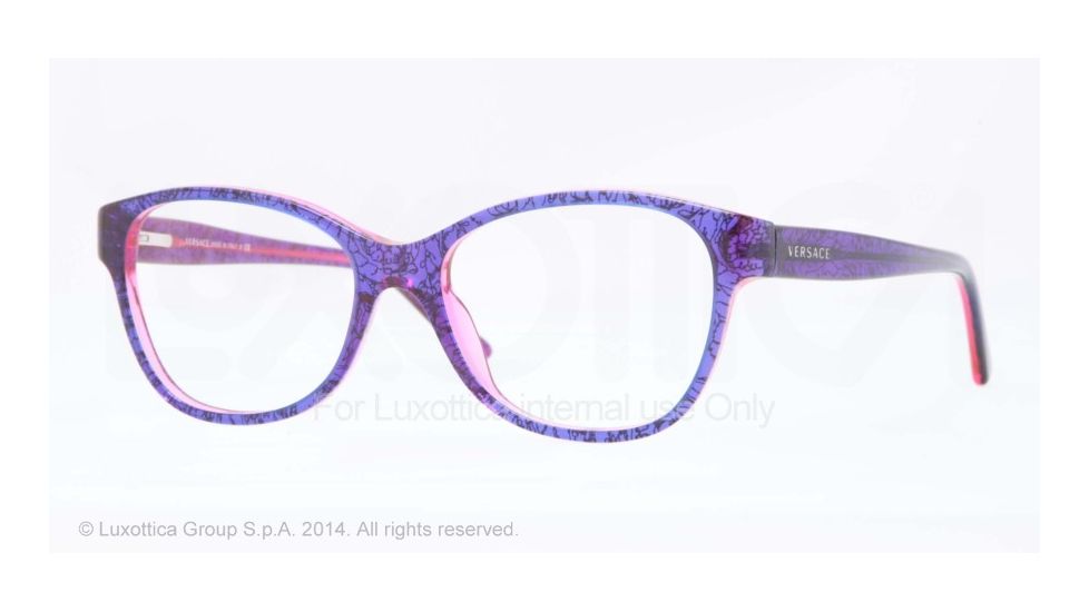 Versace VE3188 Bifocal Prescription Eyeglasses 5090-52 - Baroque Blu Tr/fuxia Tr Frame