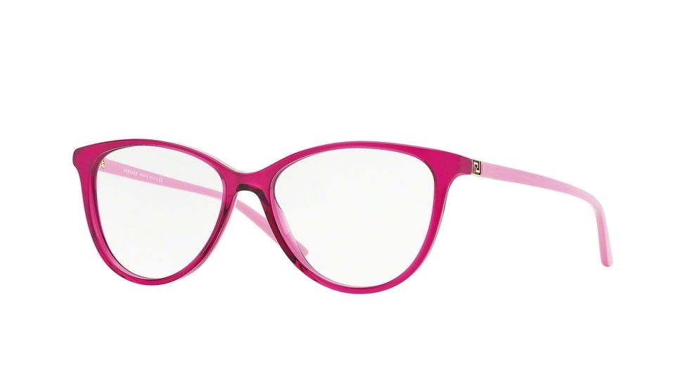 Versace VE3194 Single Vision Prescription Eyeglasses 5097-52 - Transparent Fuxia Frame