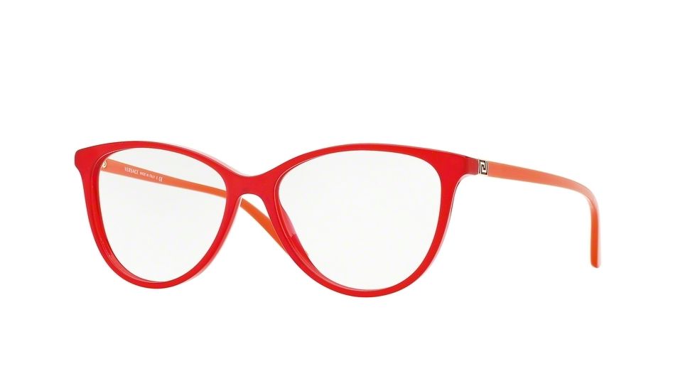 Versace VE3194 Single Vision Prescription Eyeglasses 938-54 - Transparent Red Frame