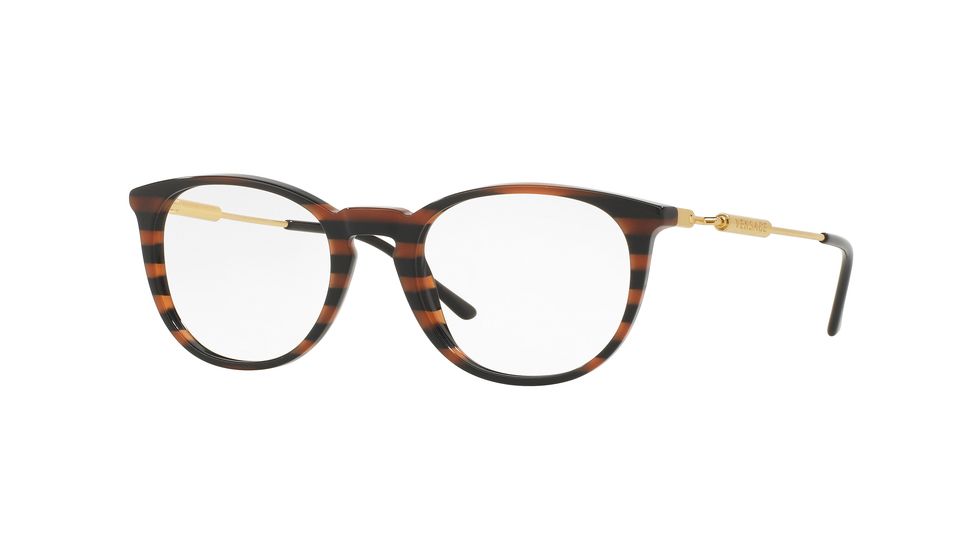 Versace VE3227A Single Vision Prescription Eyeglasses 5187-51 - Brown Rule Black Frame