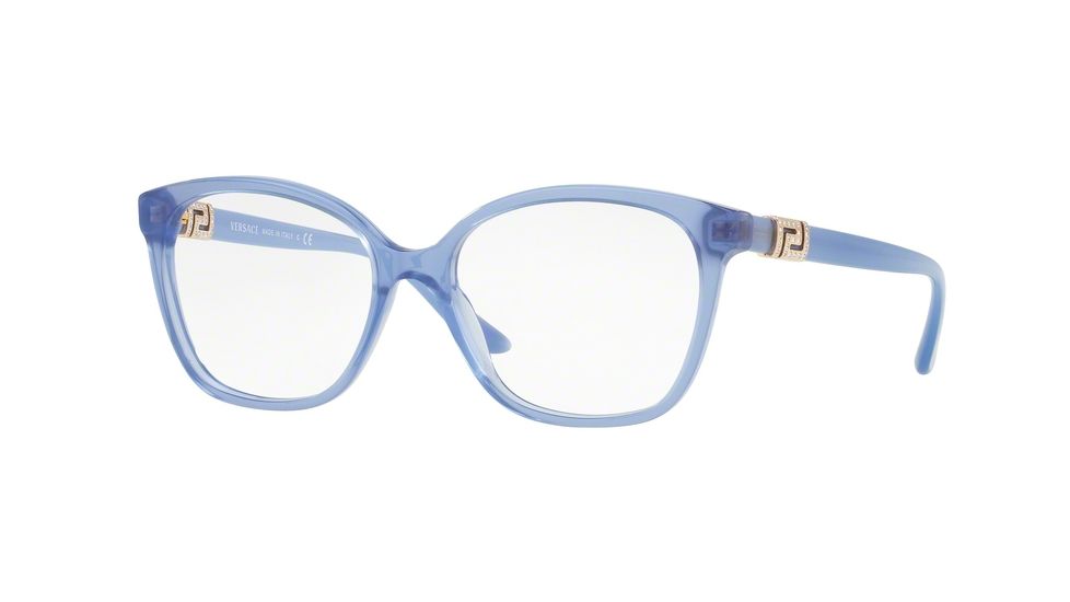 Versace VE3235B Progressive Prescription Eyeglasses 5225-52 - Transparent Blue Frame