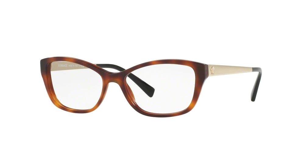 Versace VE3236 Single Vision Prescription Eyeglasses 5217-52 - Havana Frame