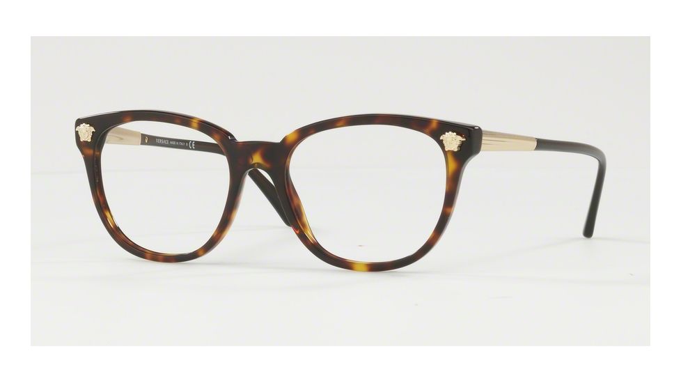 Versace VE3242 Single Vision Prescription Eyeglasses 108-52 - Dark Havana Frame