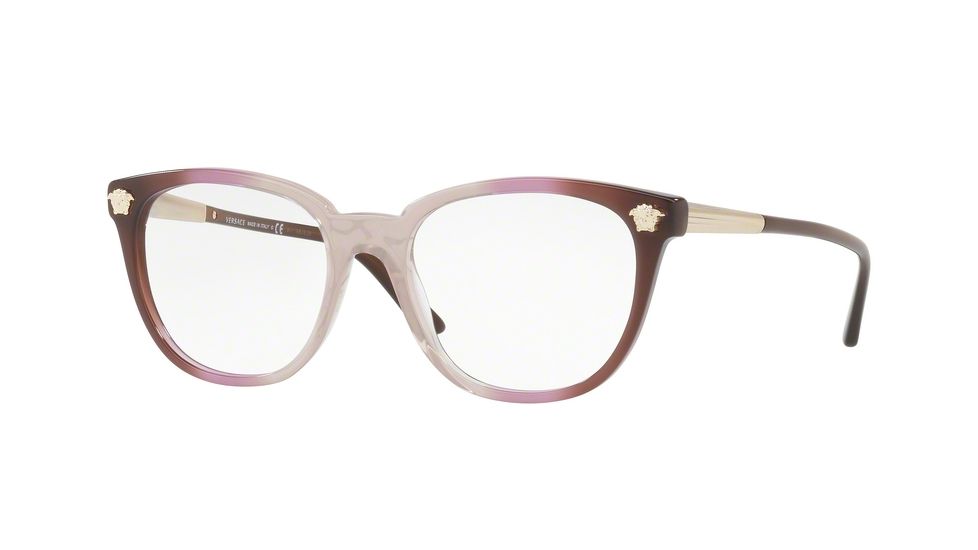 Versace VE3242 Single Vision Prescription Eyeglasses 5229-52 - Violet Transp Grad Brown Frame