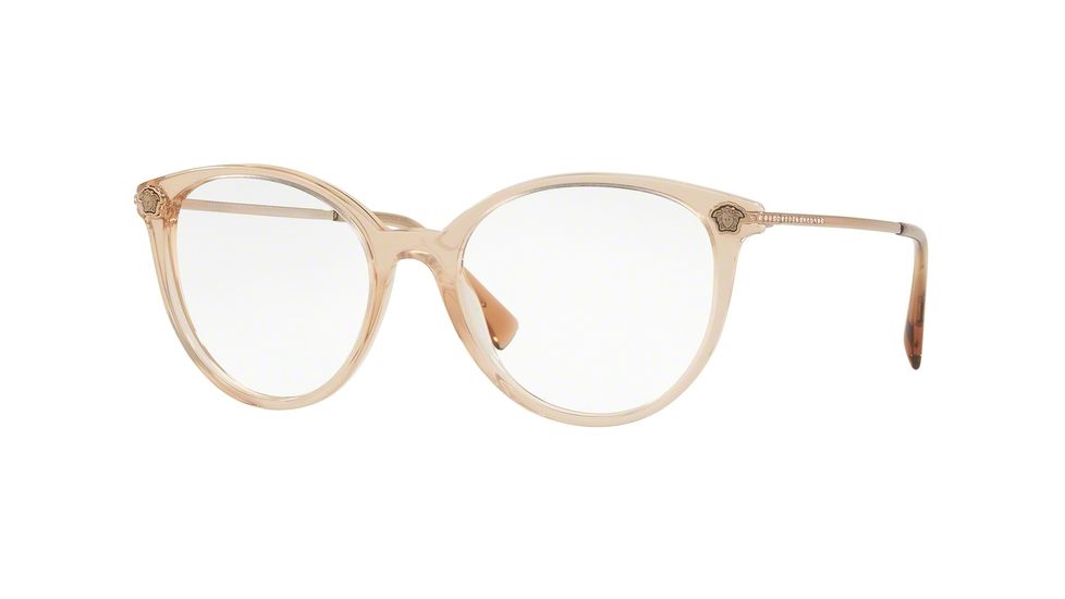 Versace VE3251B Progressive Prescription Eyeglasses 5215-54 - Transparent Light Brown Frame