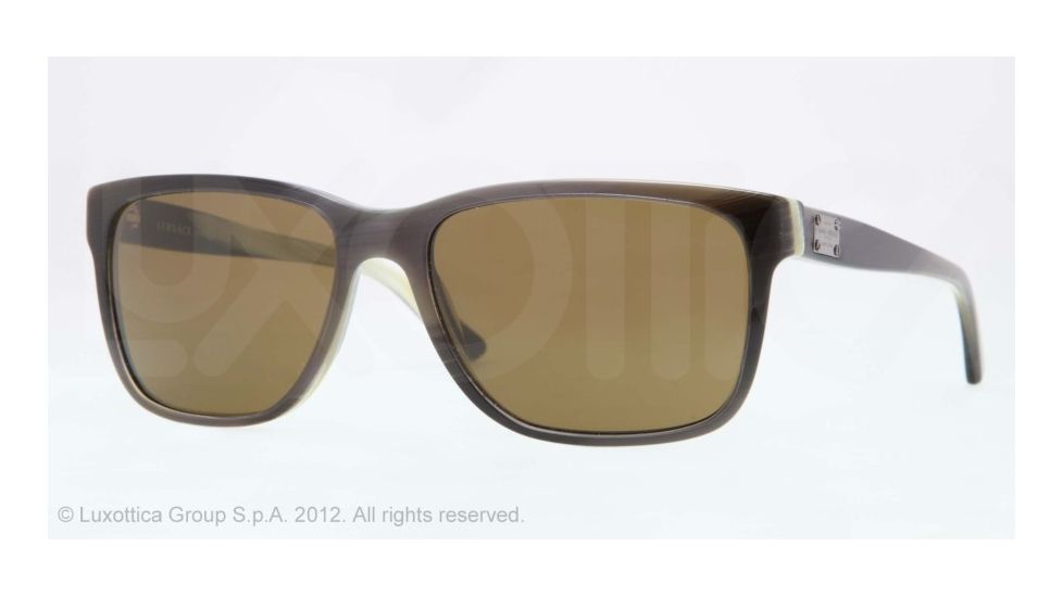 Versace VE4249 Sunglasses 504873-58 - Horn White/black/green Frame, Brown Lenses