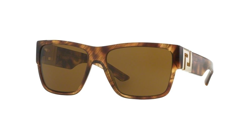 Versace VE4296A Sunglasses 514373-59 - Striped Havana Frame, Brown Lenses