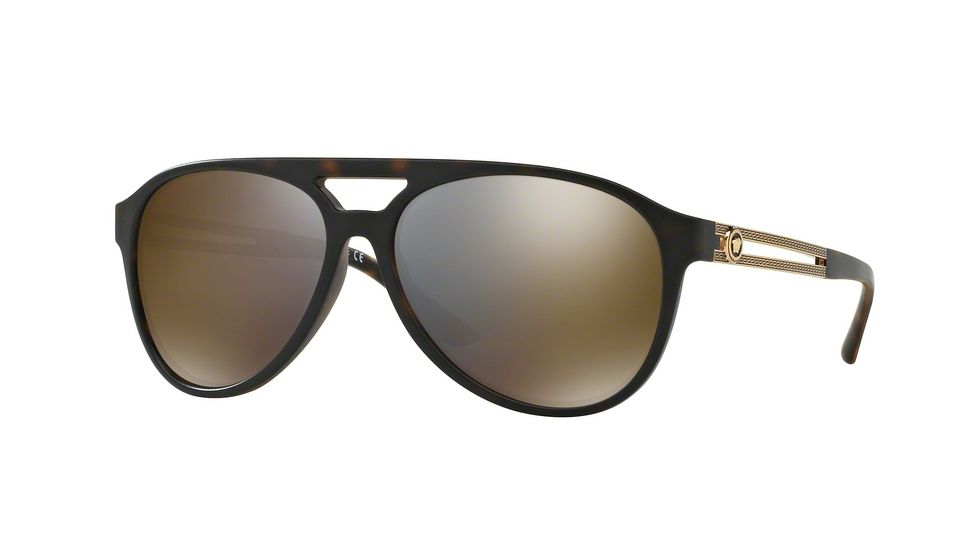 Versace VE4312 Sunglasses 51814T-60 - Matte Havana Frame, Dark Grey Mirror Gold Lenses