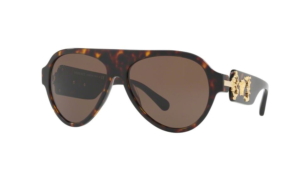 Versace VE4323 Sunglasses 108/73-58 - Havana Frame, Brown Lenses
