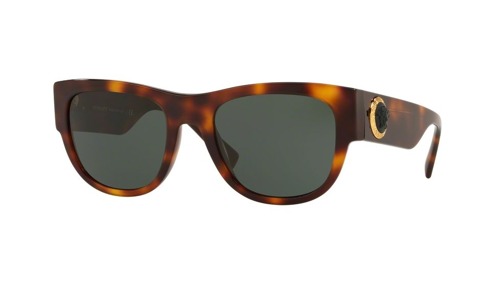 Versace VE4359 Sunglasses 521771-55 - Havana Frame, Green Lenses