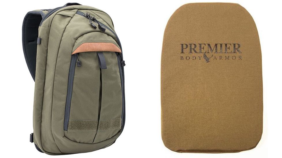 Vertx Commuter Sling 2.0 17L Backpack with Premier Body Armor Tan Ballistic Panel, Ranger Green, F1 VTX5011 RGN NA-KIT2