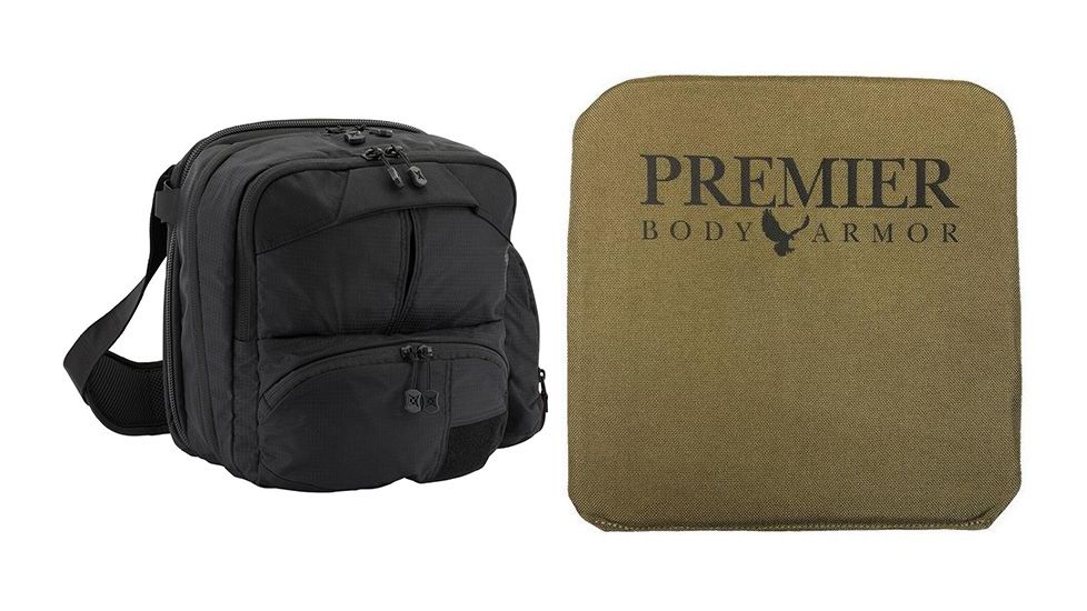 Vertx Essential Bag 2.0 10L Backpack with Premier Body Armor Small Tan Ballistic Panel, Black, F1 VTX5031 IBK NA-KIT2